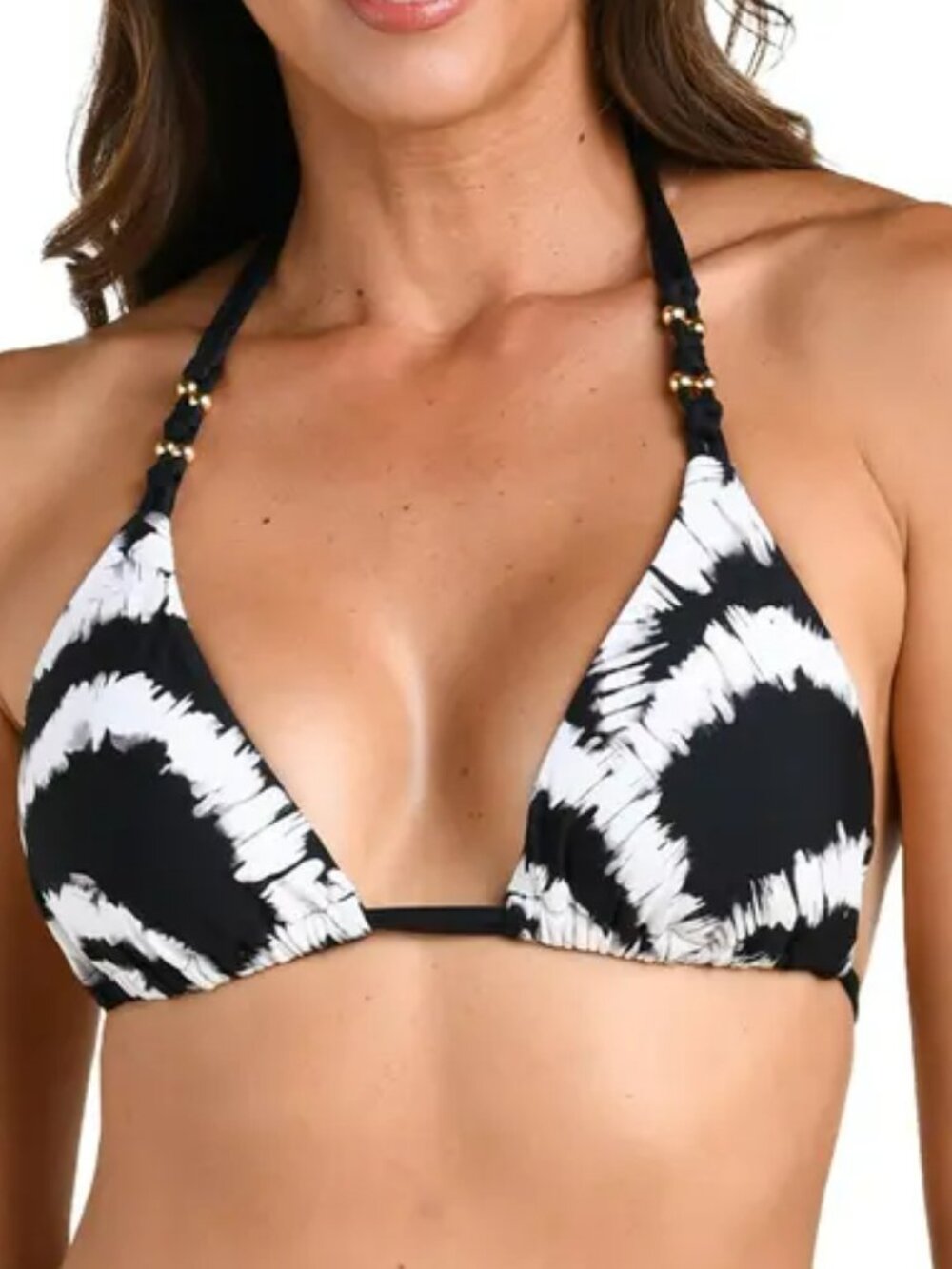 La Blanca Woven Shadow Abstract Triangle Bikini Top 8